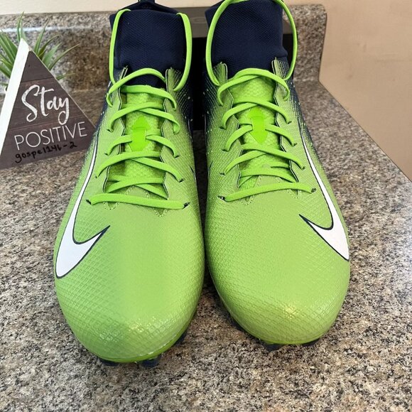 Nike Vapor Untouchable Pro 3 Cleats Seahawks Neon Green Navy AO3021-400 Size 16 - Picture 2 of 6
